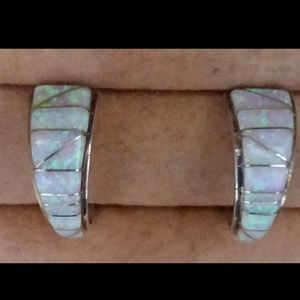 Vintage Sterling Silver Opal Earrings